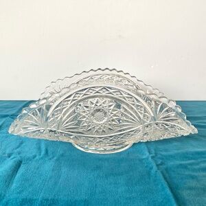 Vintage Imperial Lenox Crystal Glass Banana Bowl Console Bowl Curved Design